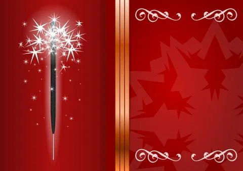Bengal light on red background with copy space for your text Stock Illustration
