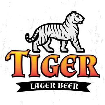 Bengal Tiger Beer logo vector. Lager Label design template. Predator insignia Stock Illustration