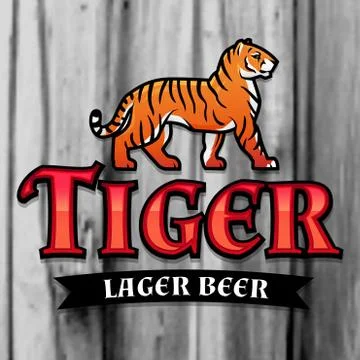 Bengal Tiger Beer logo vector. Lager Label design template. Predator insignia Stock Illustration