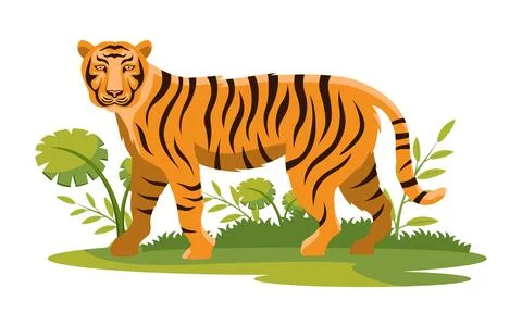 Bengal tiger standing isolated vector Illustrazione stock