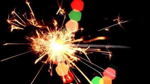 Bengali fire on background of the color lights Stock Footage 10604693