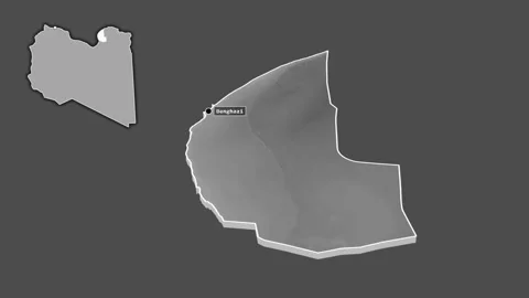 Benghazi, Libya, extruded and isolated. Grayscale Stock Footage 163573275