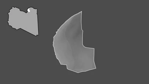 Benghazi, Libya, extruded and isolated. Grayscale Stock Footage 241243228