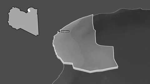 Benghazi, Libya, extruded. Grayscale Stock Footage 163573271