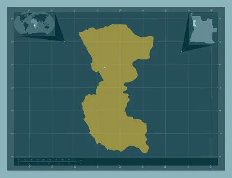 Bengo, Angola. Solid color shape. Locations of major cities of the region Stock Illustration