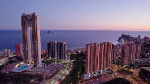Benidorm coastline at sunset. Stock Footage 232877344