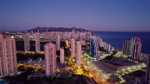 Benidorm coastline at sunset. Stock Footage 232877351