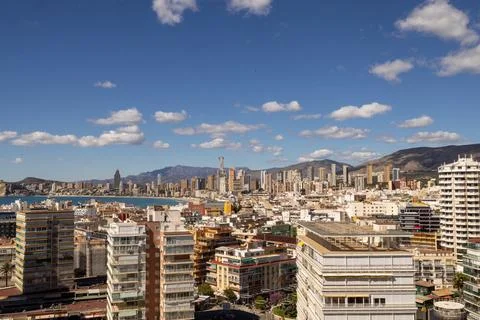 Benidorm Spain, 20th March 2025: Photo overlooking the old town of Benidorm.. Foto stock