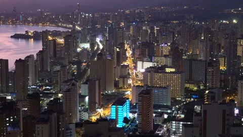 Benidorm, Spain. Rooftop views, night. February 6th 2023 Stock Footage 312013766
