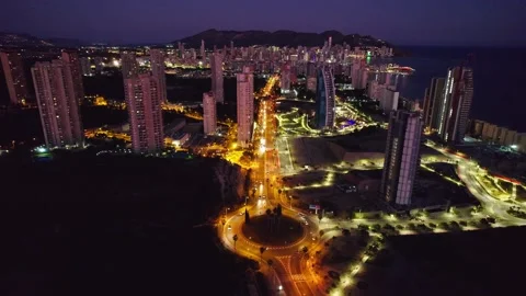 Benidorm streets at night Stock Footage 232877366