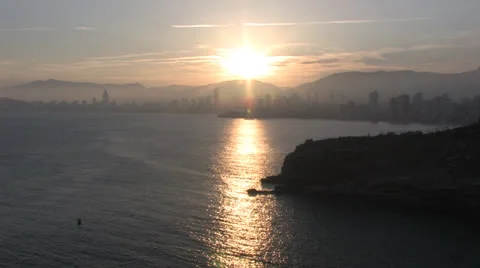Benidorm at Sunset Stock Footage 27094100