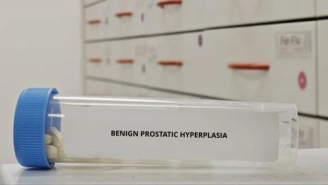 BENIGN PROSTATIC HYPERPLASIA treatment tablets for reduce prostate size and Fotos de archivo