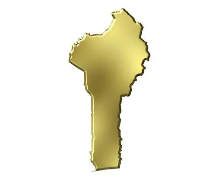 Benin 3d golden map Stock Illustration