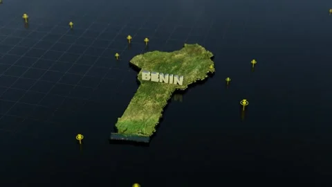 Benin 3D Map With Animation Stock Footage 302483077
