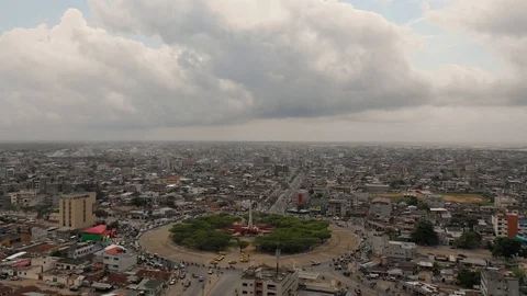 Benin from above : Cotonou redstar place forward Stock Footage