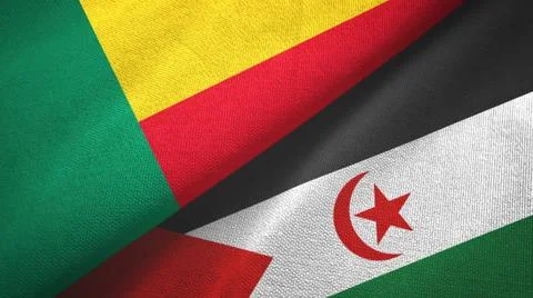 Benin and Western Sahara two flags textile cloth, fabric texture Stock Photos