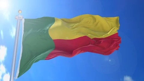 Benin animated flag pack in 3D and isolated background Video stock 119931480