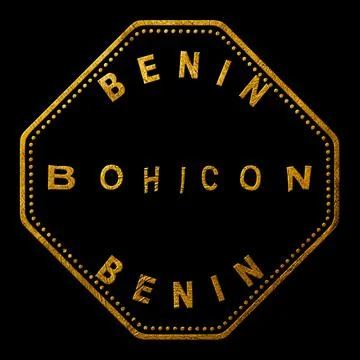 Benin Bohicon Seal Map Design Stock Illustration