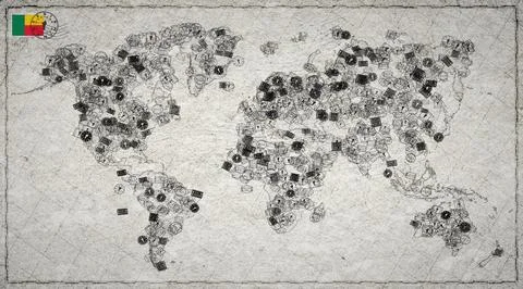 Benin Bohicon Stamp World Map Stock Illustration
