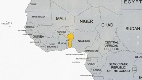 Benin Breaking News Map Vídeos de archivo 291359882