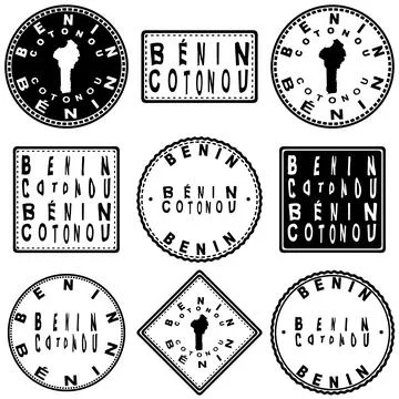Benin Cotonou Seal Map Design Stock Illustration