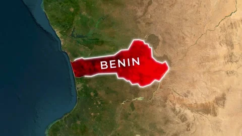 Benin country highlighted on globe with animated flag motion graphic video clip 스톡 동영상 344123775