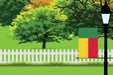 Benin Day Trees Lamp Vector Illustration Stock Illustration