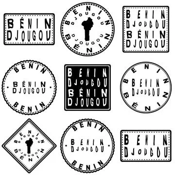Benin Djougou Seal Map Design Stock Illustration