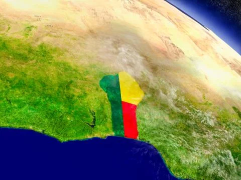 Benin with embedded flag on Earth Illustrazione stock