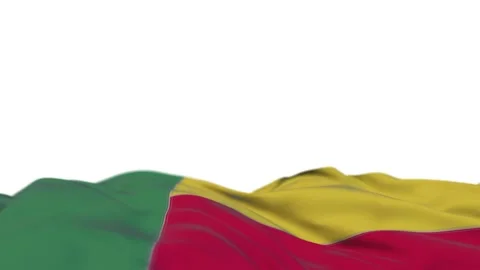 Benin fabric flag waving on the wind loop. Benin embroidery stiched cloth ban Video stock 193450843
