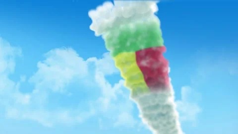 Benin Flag 3D Render Animation Created with Colored Smoke Trails by Aircraft 스톡 동영상 332314430