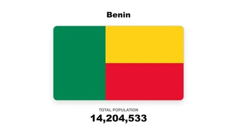 Benin - Flag And Population Statistics - Digital Graphics Stock Footage 342622345