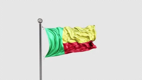 Benin Flag  Animation Loop Include Alpha 3D Rendering 2 Stock-Footage 283140034