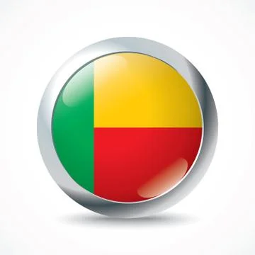 Benin flag button Stock Illustration