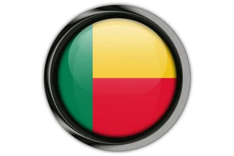 Benin flag in the button pin Isolated on White Background 写真素材