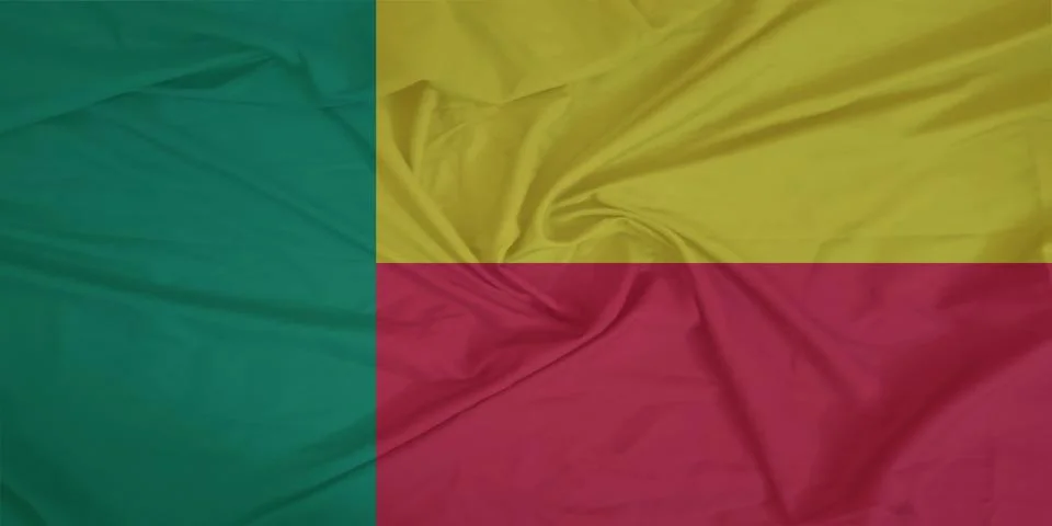 Benin Flag fabric rippling in the wind Stock Photos