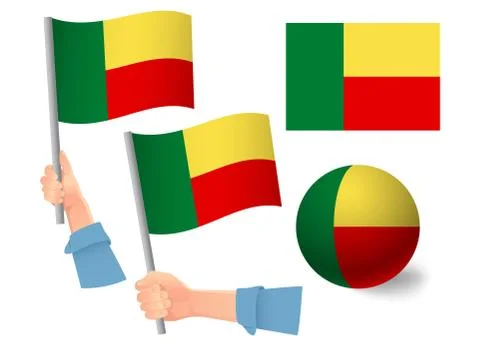 Benin flag in hand icon Stock Illustration