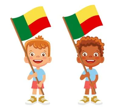 Benin flag in hand set Stock Illustration