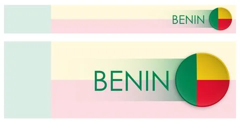 Benin flag horizontal web banner in modern 스톡 일러스트