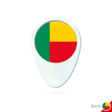 Benin flag location map pin icon on white background. Stock Illustration
