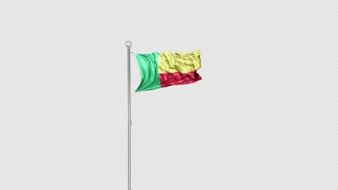 Benin   Flag Pole  Animation Include Alpha 3D Rendering Stock-Footage 283141077