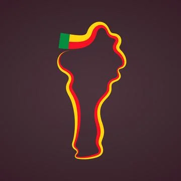 Benin  Flag Ribbon Map Illustrazione stock