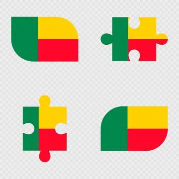 Benin Flag Rounded Shapes and Puzzle Set. Stock Illustration
