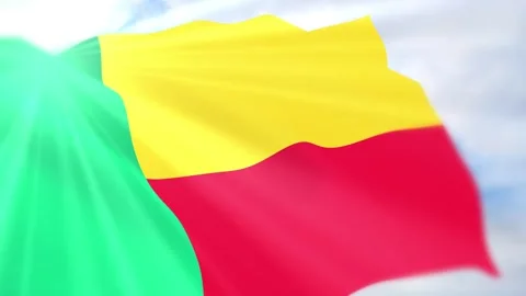 Benin Flag Seamless Loop 4k 60fps on Sky Background Stock Footage 340623349