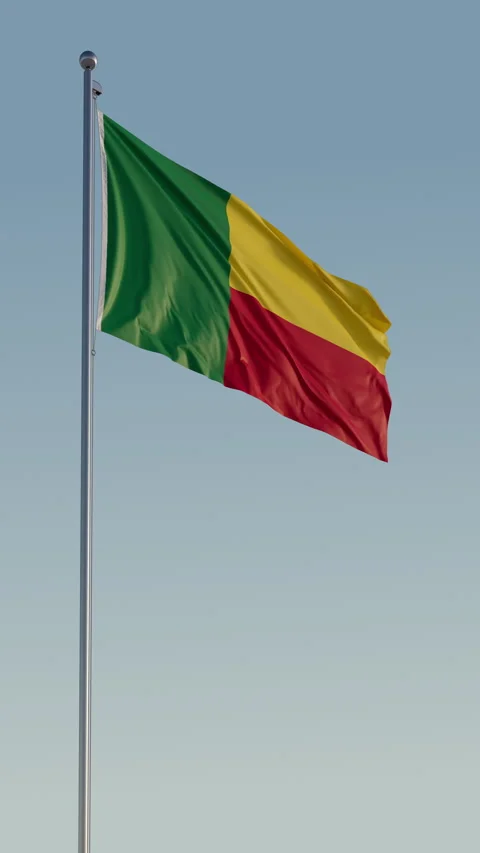 Benin Flag Seamless Loop Cinematic Realistic Waving Blue Sky 스톡 동영상 317499489