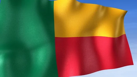 Benin Flag - Set of 3 Angles with Masks [3WaveSeries] Stock Footage 106045811