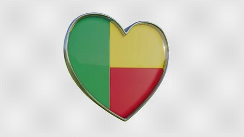 Benin Flag in the Shape of 3D Heart. Stock Footage 143769242