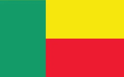 Benin flag vector graphic. Rectangle Beninese flag illustration. Benin countr Illustrazione stock