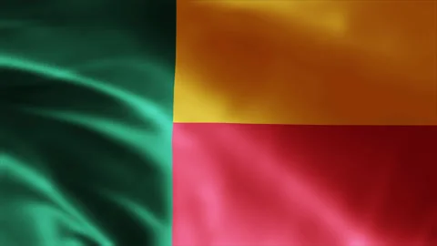 Benin flag is waving 3D animation. Flag seamless loop animation 4k Stock Footage 258318074