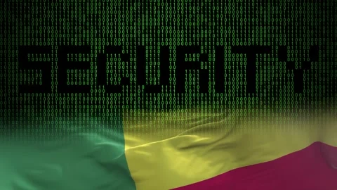 Benin flag - Waving flag on matrix binary code background Stock Footage 321422130